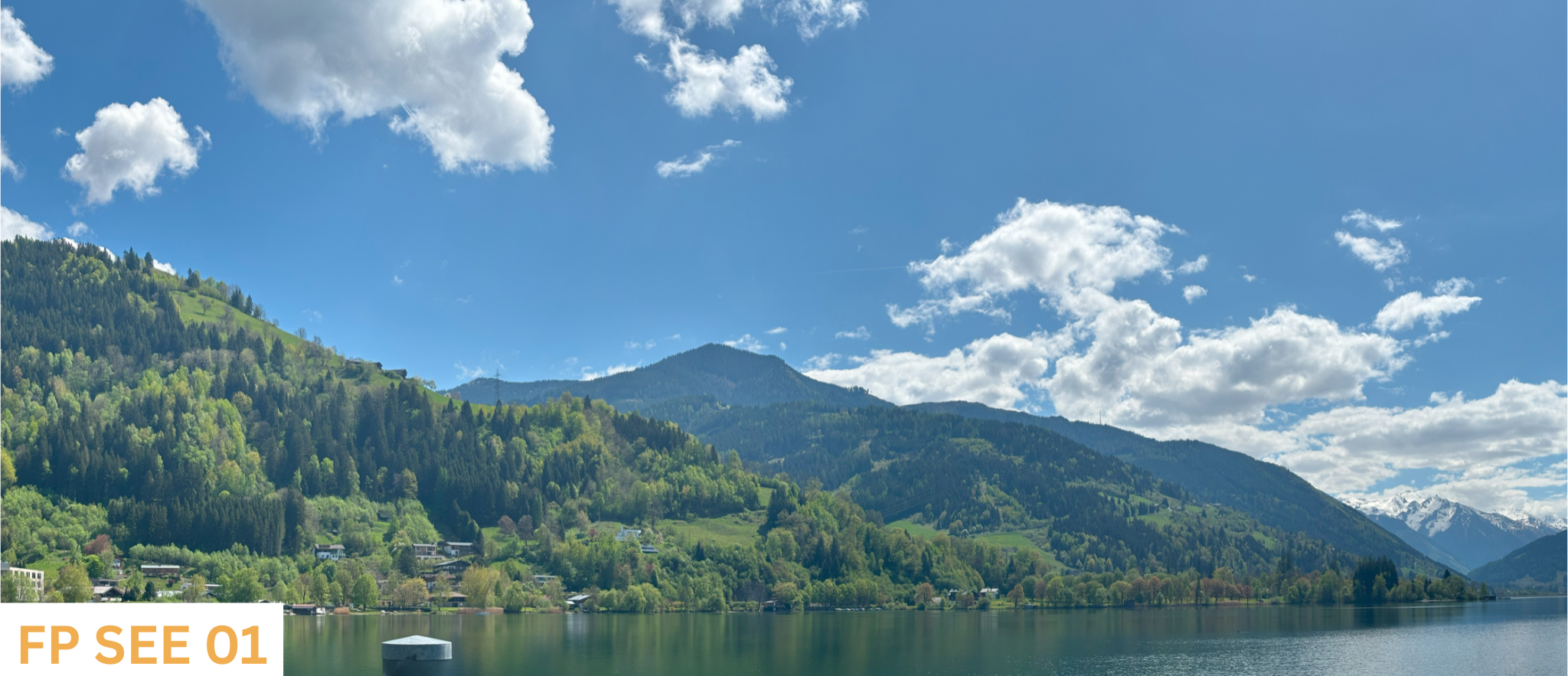 Blickwinkel See Nordufer Bootssteg davor